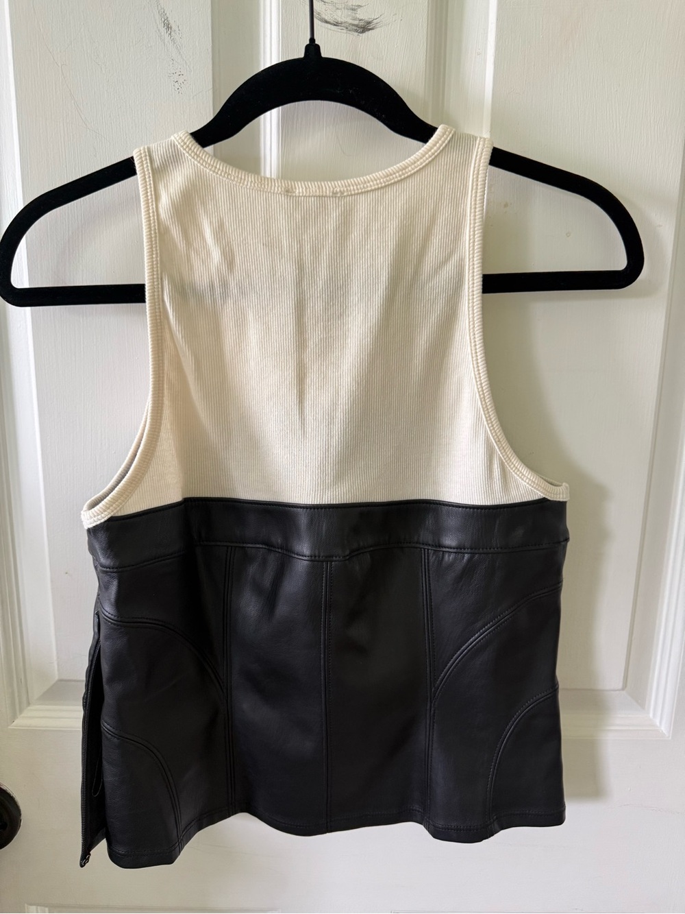 Pilcro Two-Tone Faux Leather Camisole in Black and White - Picture 10 of 11